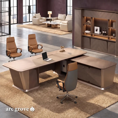 Cognac · Executive Desk w/ Mobile Storage