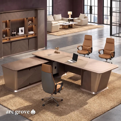 Cognac · Executive Desk w/ Mobile Storage