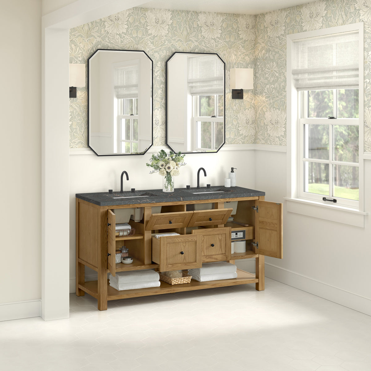 James Martin Breckenridge 60" Double Bathroom Vanity, Light Natural Oak