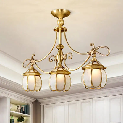 Colonial gold 3-light lantern island light for dining room