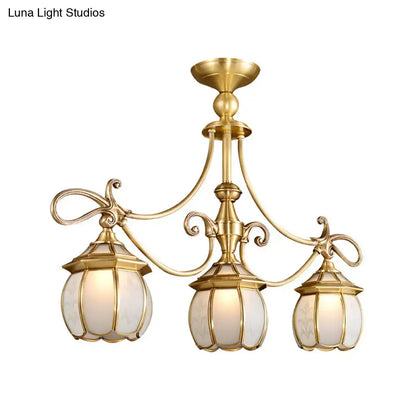Colonial gold 3-light lantern island light for dining room