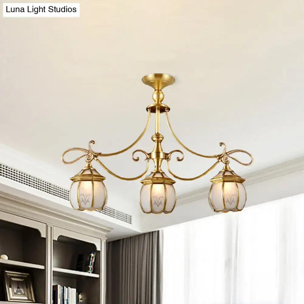 Colonial gold 3-light lantern island light for dining room