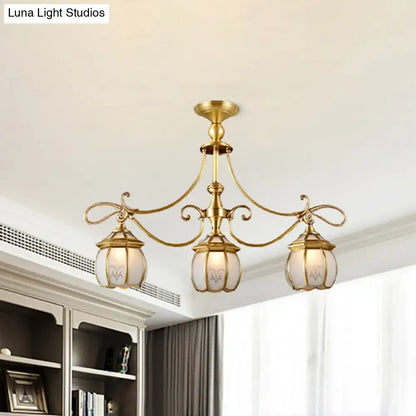 Colonial gold 3-light lantern island light for dining room