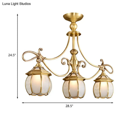 Colonial gold 3-light lantern island light for dining room