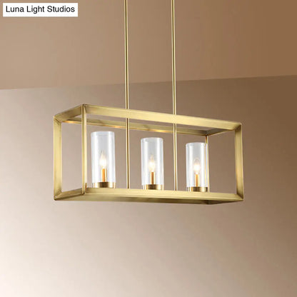 DecorBites™ Colonial Gold Island Ceiling Light with Clear Glass and Metal Cage