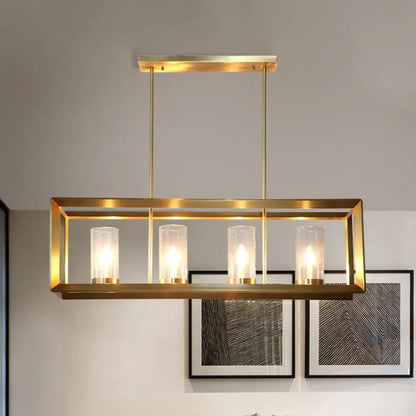 Colonial gold metal cage island ceiling light kitchen chandelier