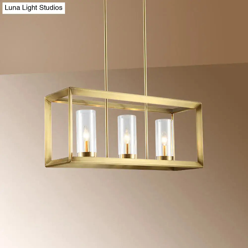 Colonial gold metal cage island ceiling light kitchen chandelier