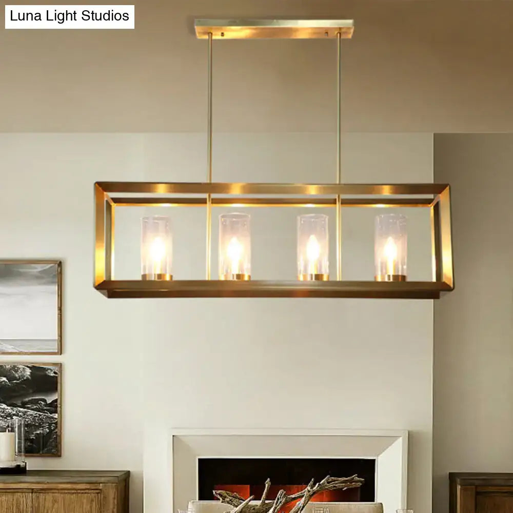 Colonial gold metal cage island ceiling light kitchen chandelier