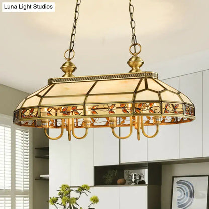 Colonial style amber & cream stained glass pendant light kitchen
