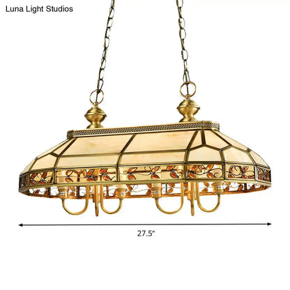 Colonial style amber & cream stained glass pendant light kitchen