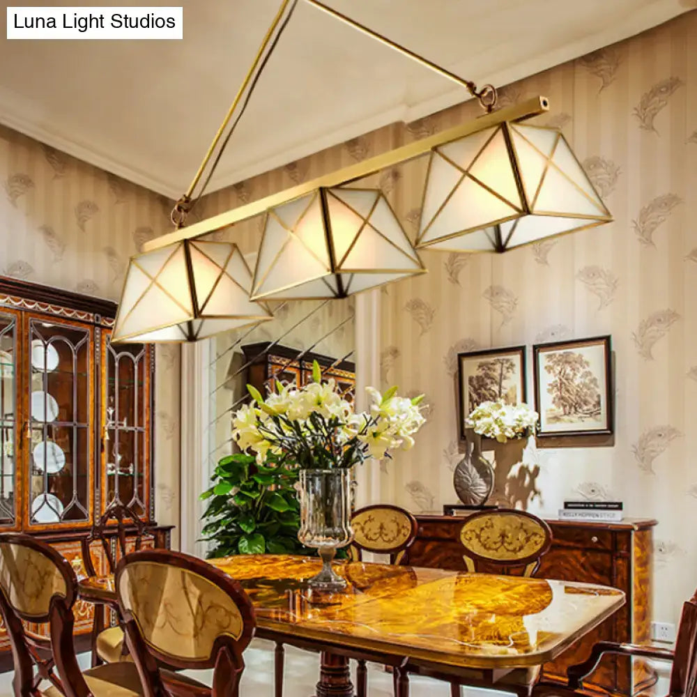 Colonial style brass tapered island pendant light kitchen 3 bulbs