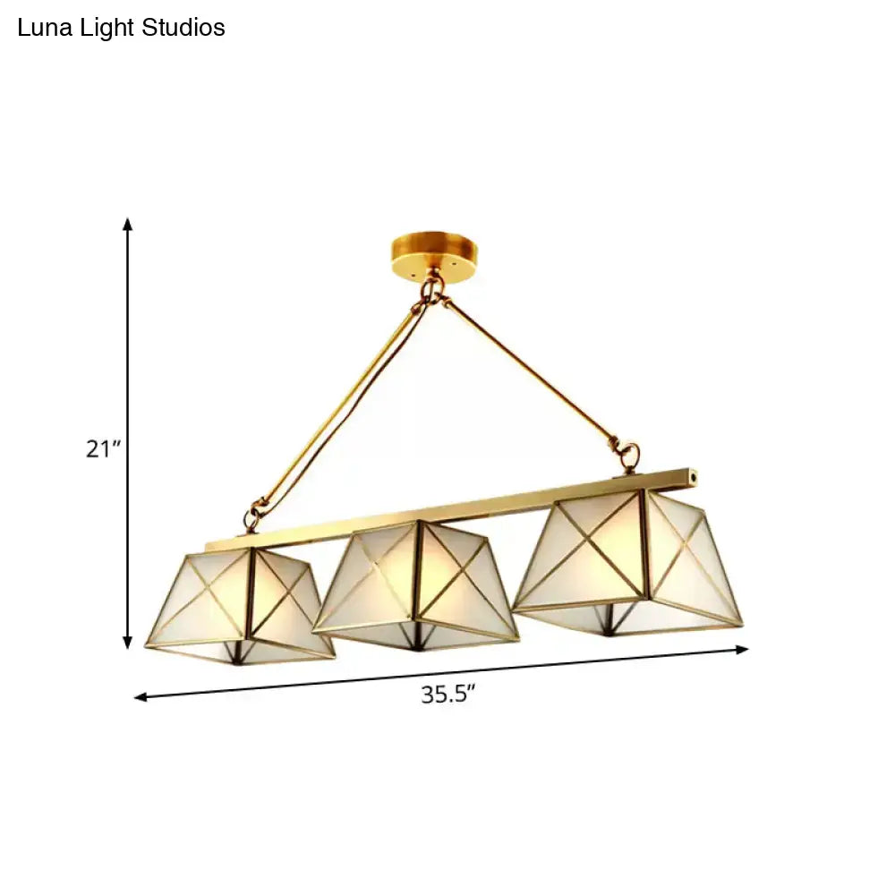 Colonial style brass tapered island pendant light kitchen 3 bulbs