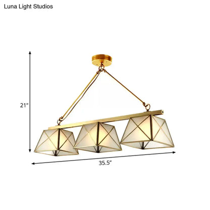 Colonial style brass tapered island pendant light kitchen 3 bulbs