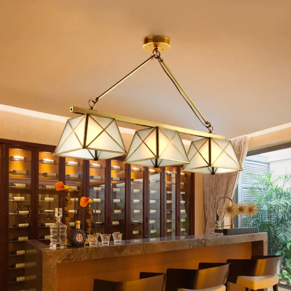 Colonial style brass tapered island pendant light kitchen 3 bulbs