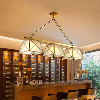 Colonial style brass tapered island pendant light kitchen 3 bulbs