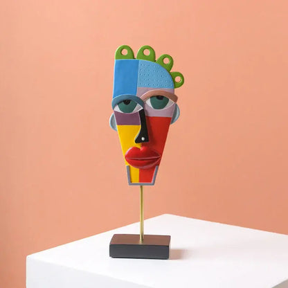 Colorful african abstract face monkey sculptures living room decor