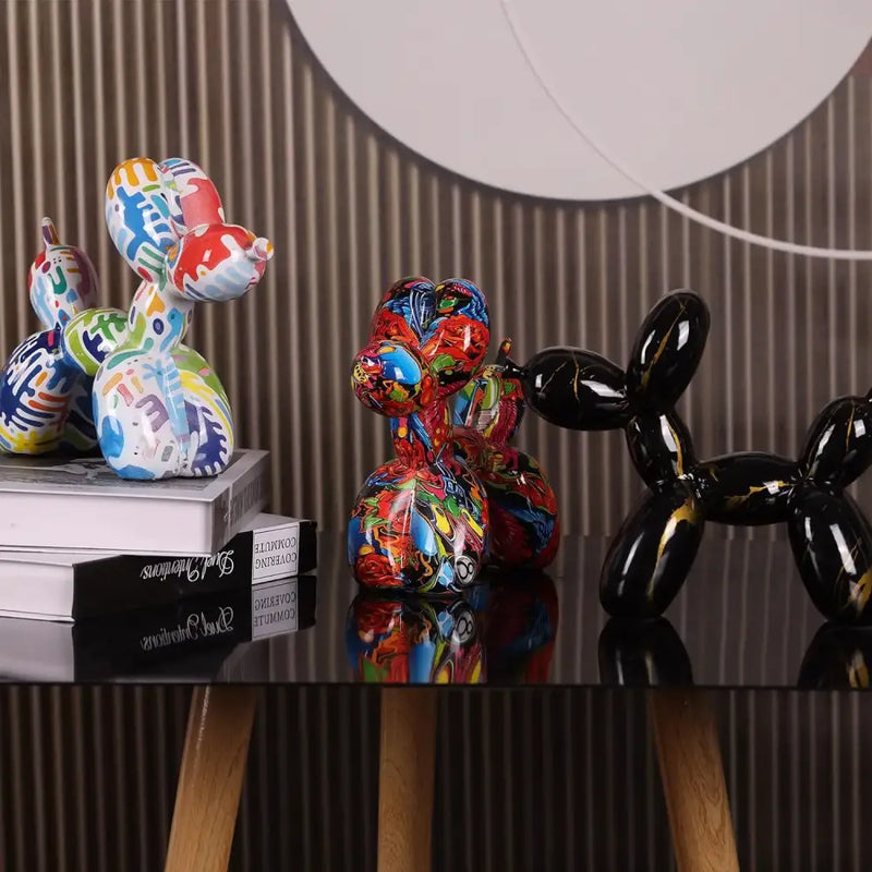 Colorful balloon dog statue – living room glossy art decor