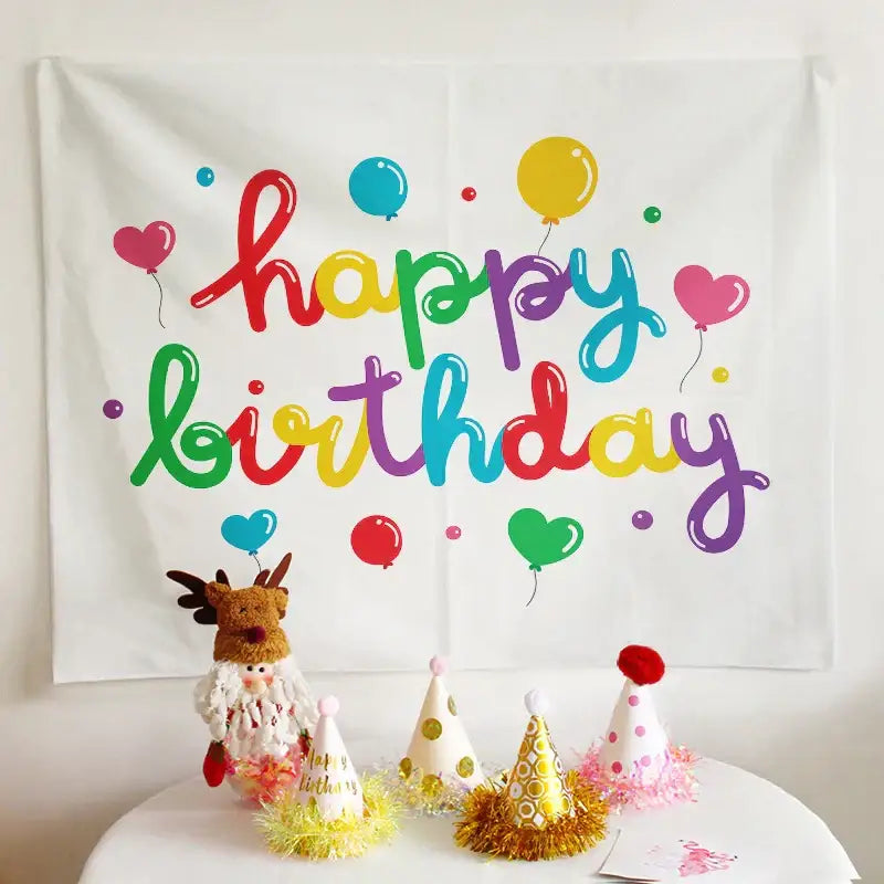 Colorful cartoon animal birthday wall tapestry bedroom backdrop