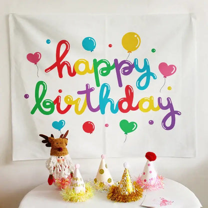 Colorful cartoon animal birthday wall tapestry bedroom backdrop