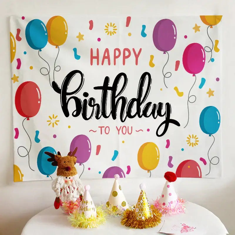 Colorful cartoon animal birthday wall tapestry bedroom backdrop