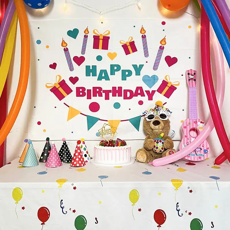 Colorful cartoon animal birthday wall tapestry bedroom backdrop