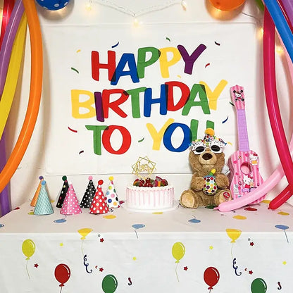 Colorful cartoon animal birthday wall tapestry bedroom backdrop