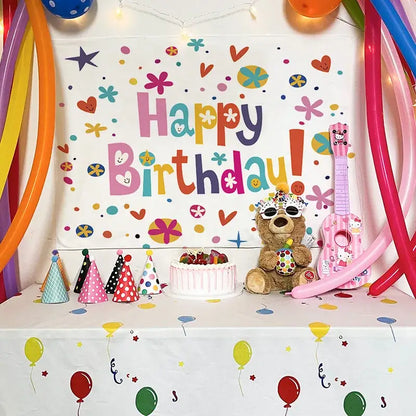 Colorful cartoon animal birthday wall tapestry bedroom backdrop