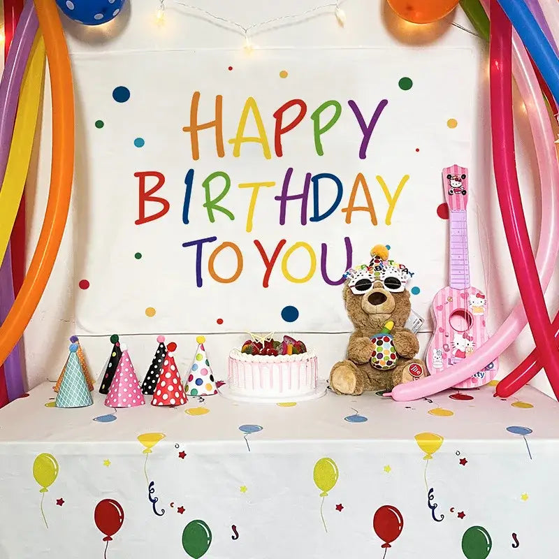 Colorful cartoon animal birthday wall tapestry bedroom backdrop