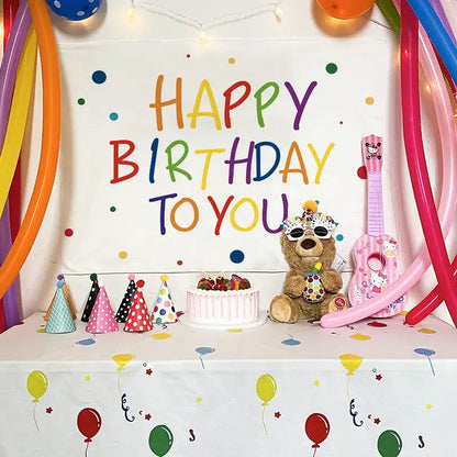 Colorful cartoon animal birthday wall tapestry bedroom backdrop