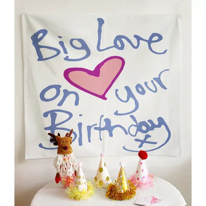 Colorful cartoon animal birthday wall tapestry bedroom backdrop