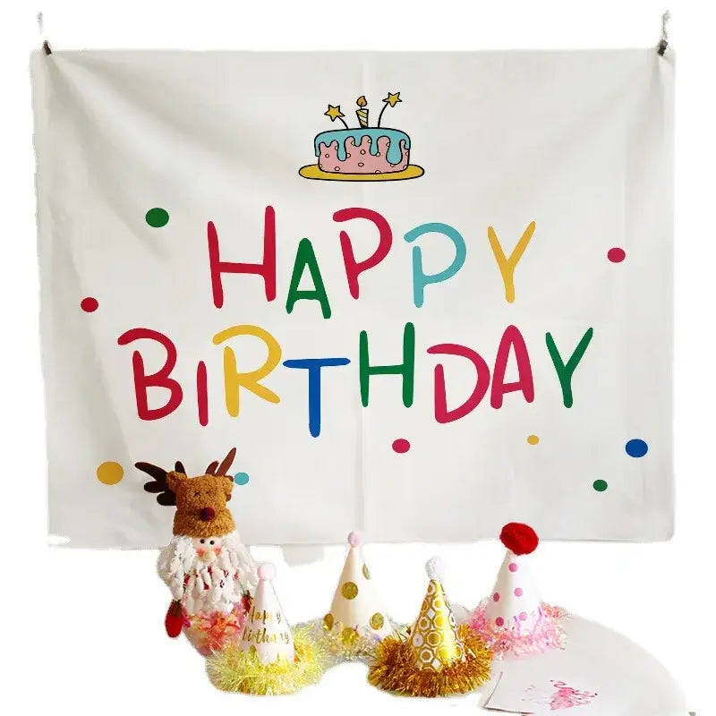 Colorful cartoon animal birthday wall tapestry bedroom backdrop