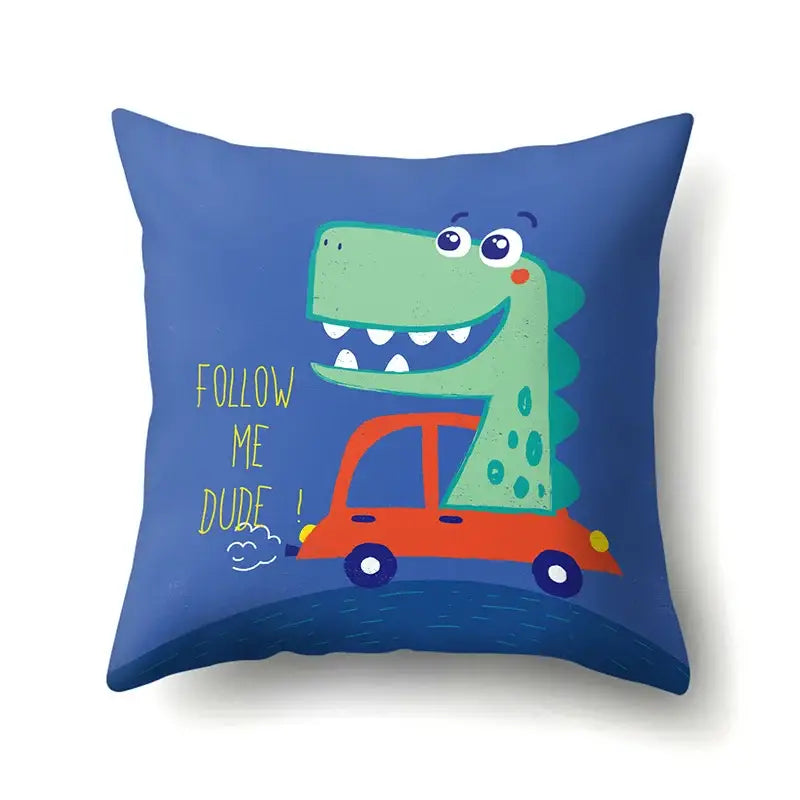 Colorful cartoon dino baby pillowcase bedroom cushion cover