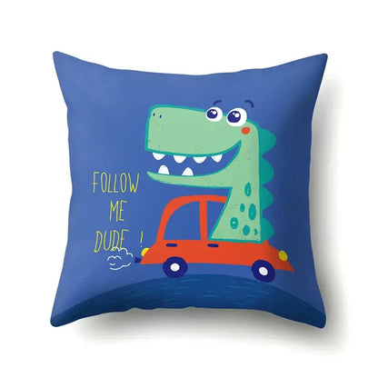 Colorful cartoon dino baby pillowcase bedroom cushion cover