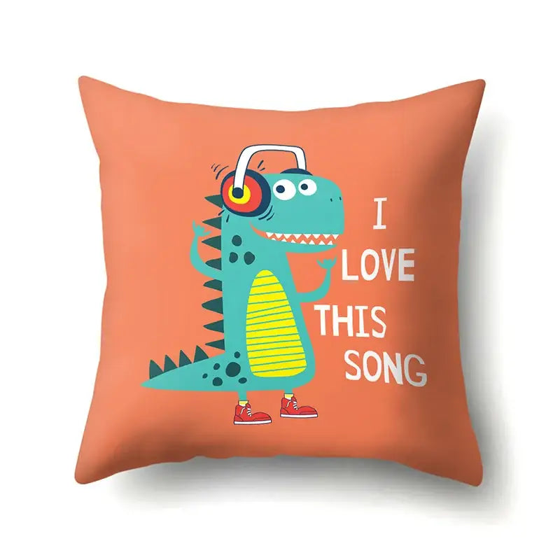 Colorful cartoon dino baby pillowcase bedroom cushion cover