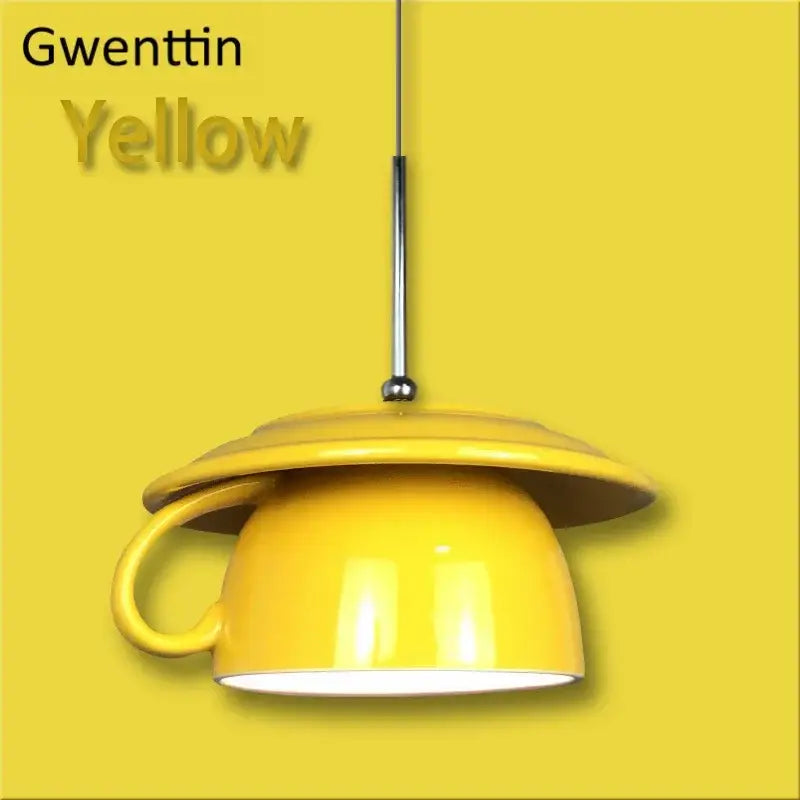 Colorful ceramic cup pendant light kitchen hanging lamp