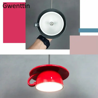 Colorful ceramic cup pendant light kitchen hanging lamp