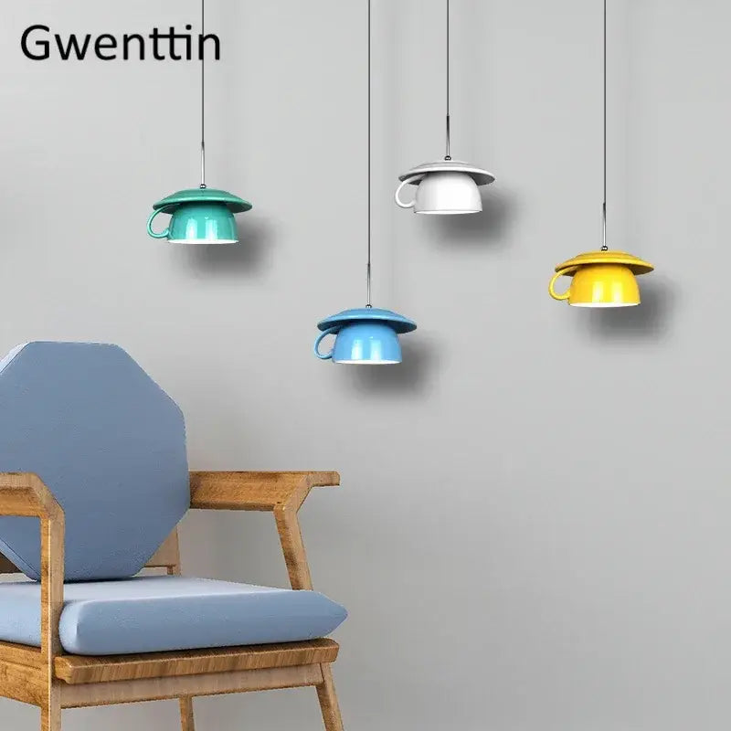 Colorful ceramic cup pendant light kitchen hanging lamp