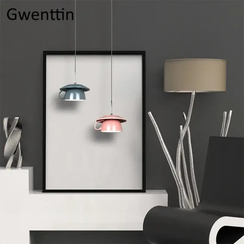 Colorful ceramic cup pendant light kitchen hanging lamp