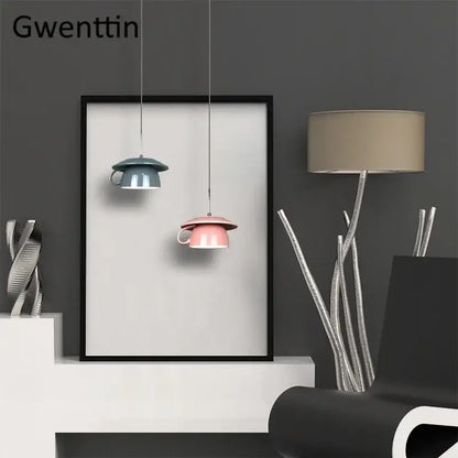 Colorful ceramic cup pendant light kitchen hanging lamp