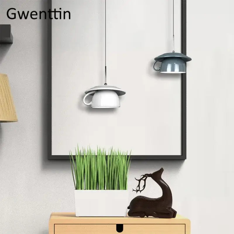 Colorful ceramic cup pendant light kitchen hanging lamp