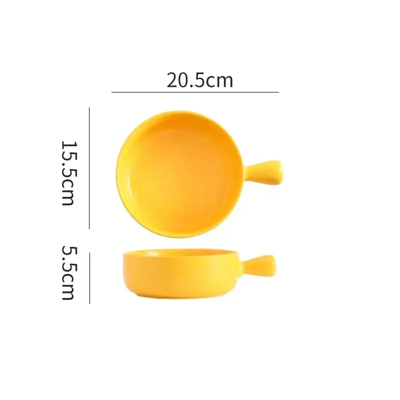 Colorful ceramic single handle salad bowl dining room tableware