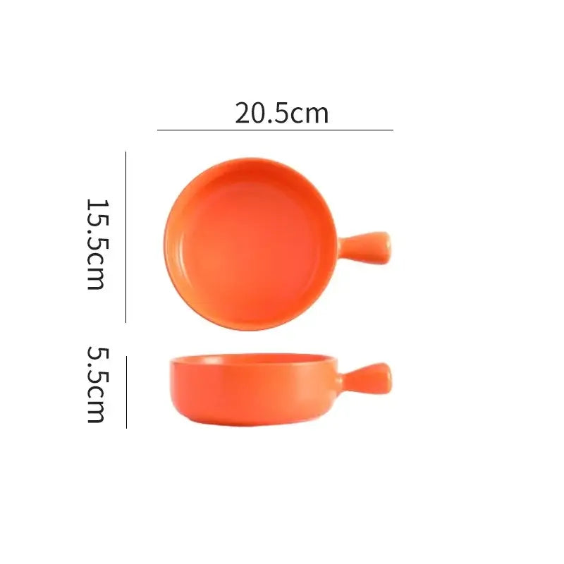 Colorful ceramic single handle salad bowl dining room tableware