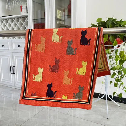 Colorful dinosaur cat gauze hand towels set of 4 kitchen decor