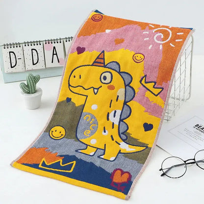 Colorful dinosaur cat gauze hand towels set of 4 kitchen decor