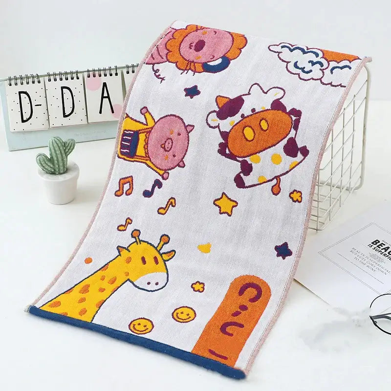 Colorful dinosaur cat gauze hand towels set of 4 kitchen decor