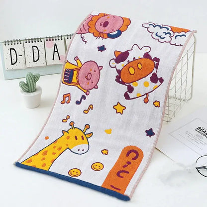 Colorful dinosaur cat gauze hand towels set of 4 kitchen decor