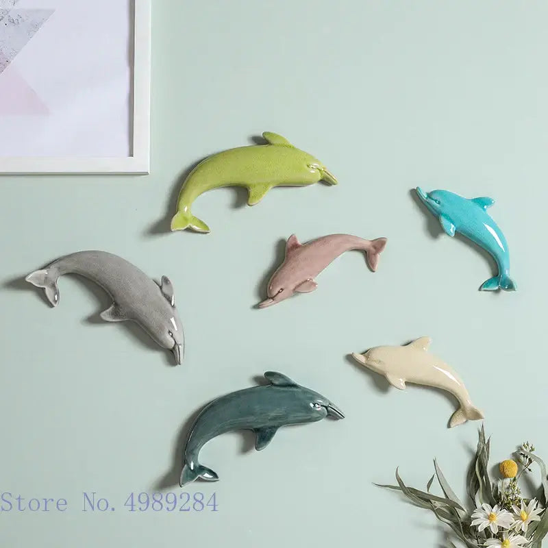 Colorful dolphin fish ocean ceramic wall decoration children's room