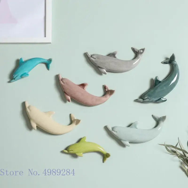 Colorful dolphin fish ocean ceramic wall decoration children's room