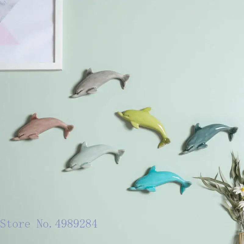 Colorful dolphin fish ocean ceramic wall decoration children's room