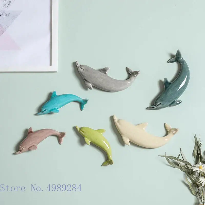 Colorful dolphin fish ocean ceramic wall decoration children's room